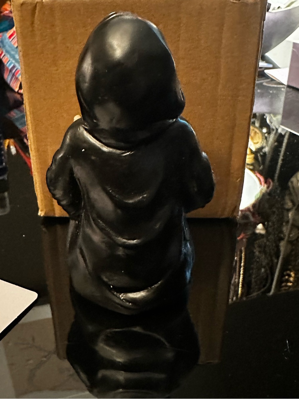 Grim Reaper Emotional Support Figurine in Black and Tan - Picture 5 of 8